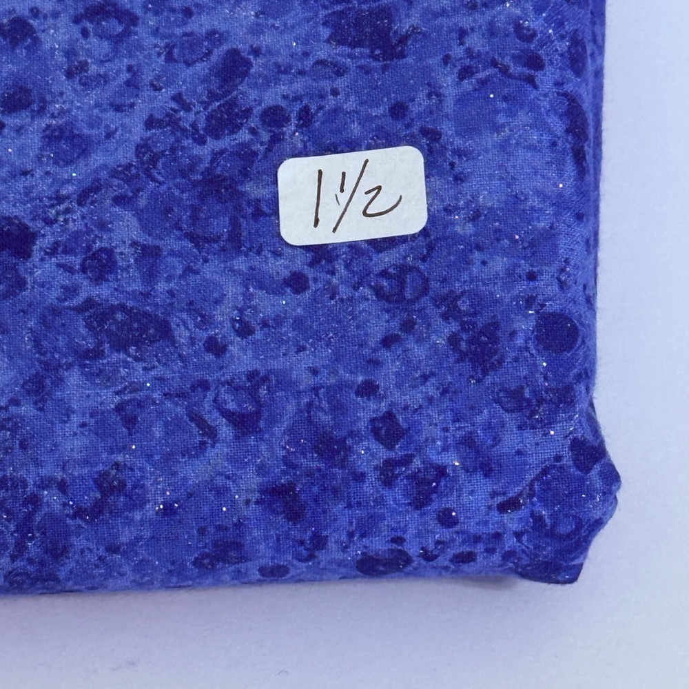 Marbled Glitter Cotton Fabric Blue 1.5 Yards Quilting Sewing Craft
